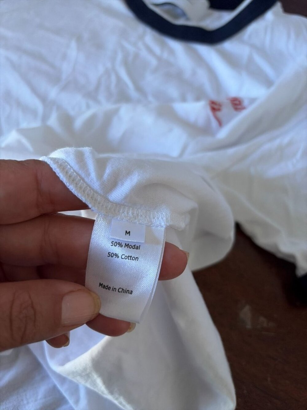 La Ligne Embroidered "J'parle pas français" Ringer Tee Listing SZ M - Picture 11 of 13
